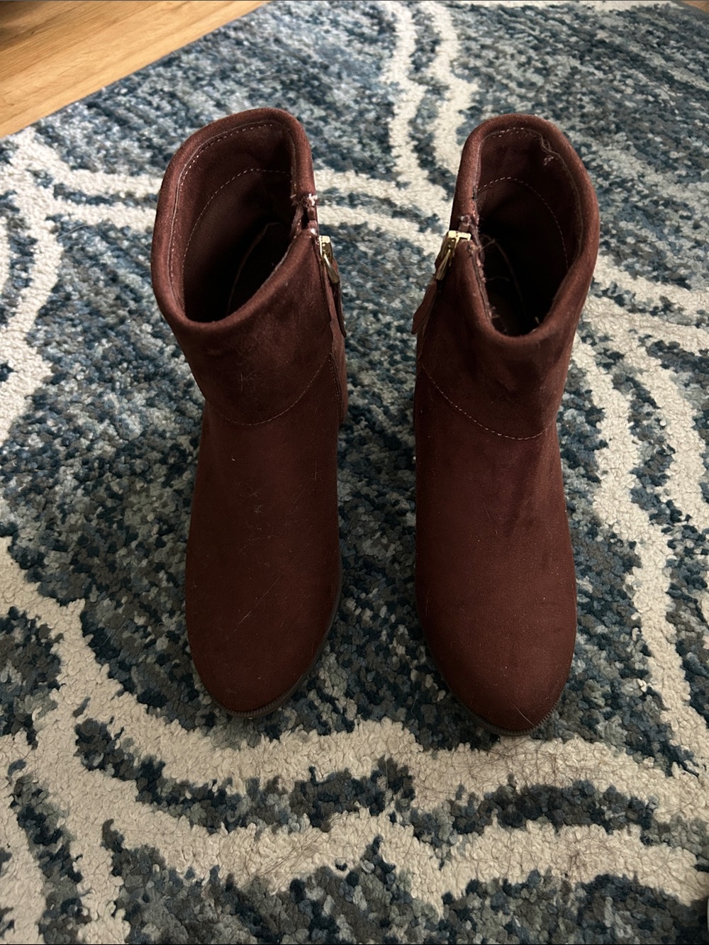 Women's Brown Suede Ankle Boots with Side Zip
